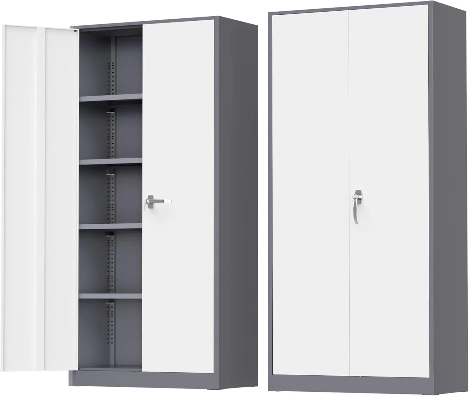 Greenvelly Metal Storage Cabinet, 72" Black Locking Metal Cabinet with 2 Doors and 4 Adjustable Shelves, Lockable Garage Storage Cabinets for Home Office, Garage, Kitchen, Living Room